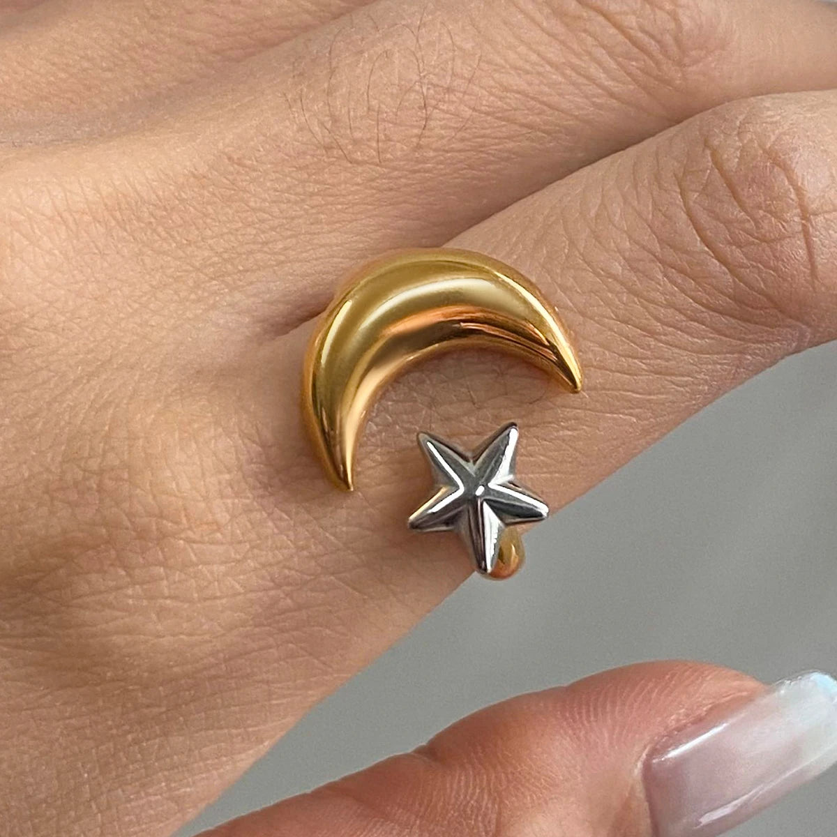 Star Moon Ring – 18K PVD Gold Plated Stainless Steel for Women