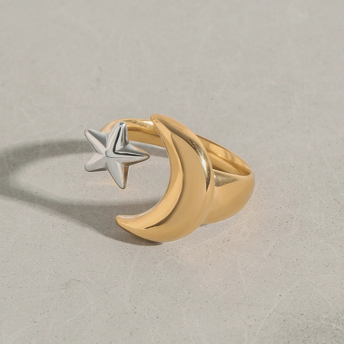 Star Moon Ring – 18K PVD Gold Plated Stainless Steel for Women