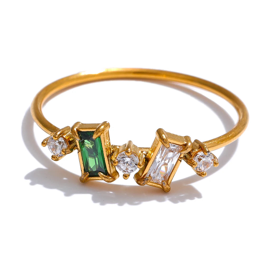 Prism glow stainless steel ring with reflective finish – Silhouette Jewelry UK