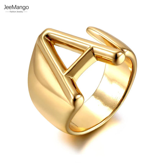 Adjustable stainless steel A–Z initial letter ring – Silhouette Jewelry UK
