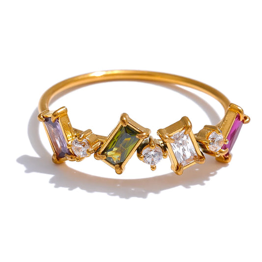 Prism glow stainless steel ring with reflective finish – Silhouette Jewelry UK