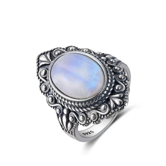 Oval labradorite gemstone ring in 925 sterling silver – Silhouette Jewelry UK